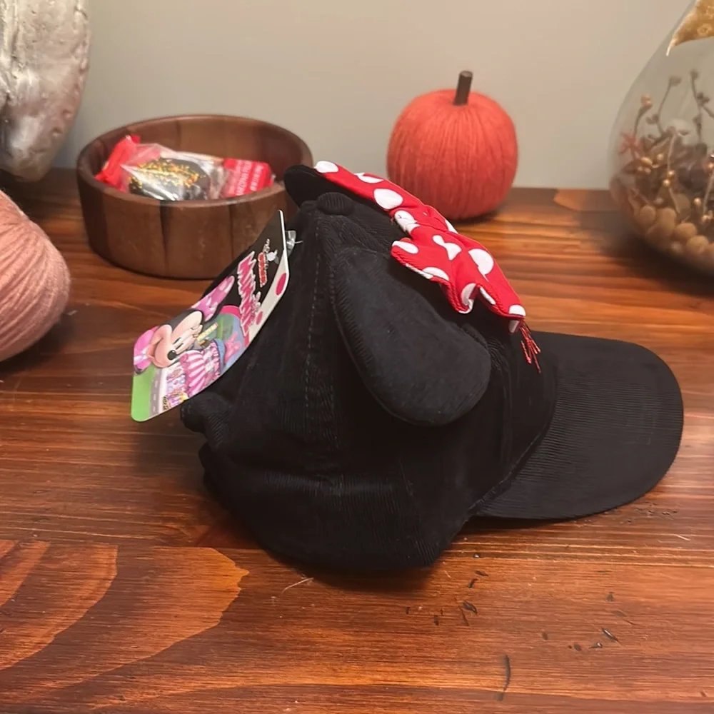 Disney girls Minnie Mouse Black Ball Cap Baseball Hat Mouse Ears & Bow